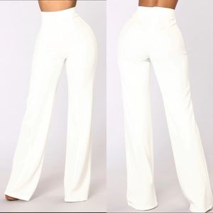 { FASHION NOVA } White Victoria High Waisted Dress Pants